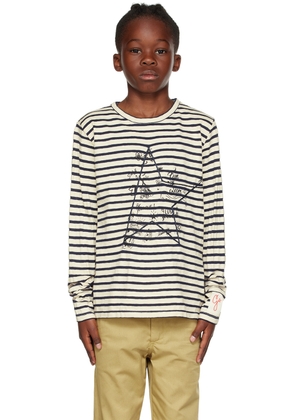 Golden Goose Kids Off-White & Navy Embroidered Long Sleeve T-Shirt