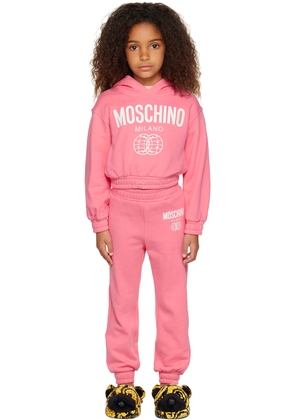 Moschino Kids Pink Double Smiley Sweatsuit
