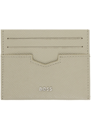 BOSS Beige Embossed Leather Card Holder