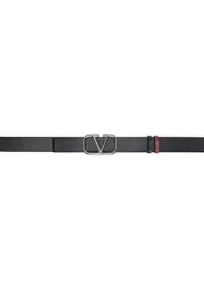 Valentino Garavani Black & Red VLogo Signature Reversible Belt