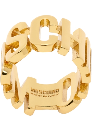 Moschino Gold Lettering Logo Ring