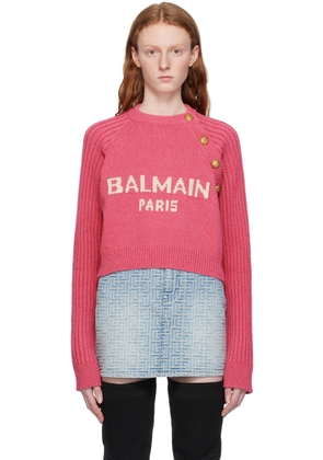 Balmain Pink Jacquard Sweater