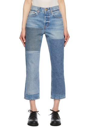 B Sides Blue Marcel Relaxed Straight Patchwork No. 3 Jeans