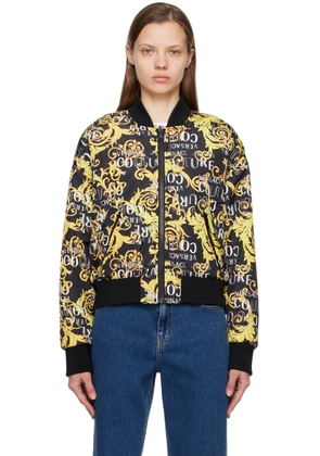 Versace Jeans Couture Black Reversible Graphic Bomber Jacket