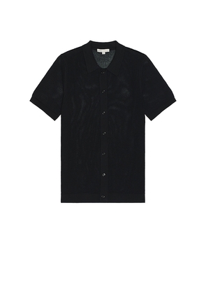 onia Crochet Knit Button Up Shirt in Black. Size M, S, XL/1X.