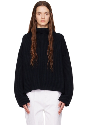 TOTEME Black Wool Rib Knit Sweater