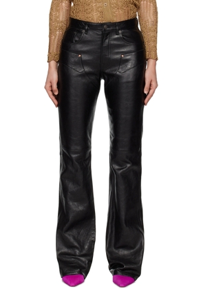 Acne Studios Black Paneled Leather Trousers