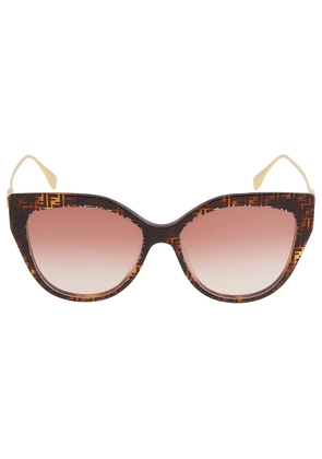 Fendi Light Brown Cat Eye Ladies Sunglasses FE40011U 55T 57