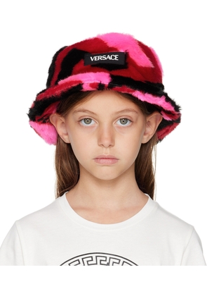 Versace Kids Red 'La Greca' Bucket Hat