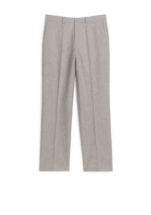 Straight Melton Wool Trousers - Beige