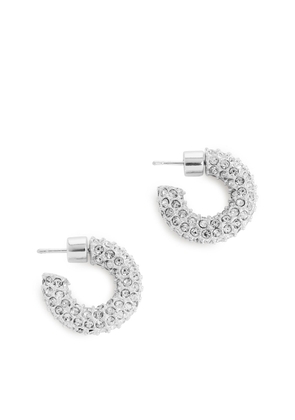 Rhinestone Hoop Earrings - Silver