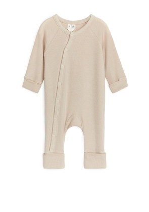 Newborn Smooth Rib Pyjama - Beige