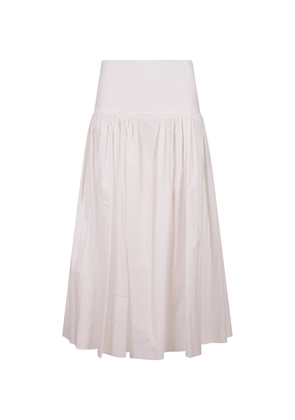 Msgm Flared Midi Skirt In White Poplin