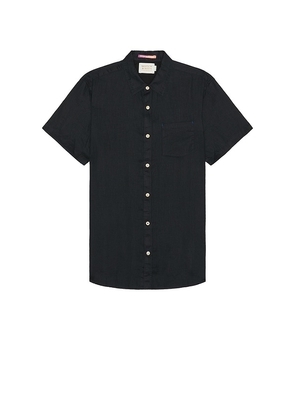 Scotch & Soda Short Sleeve Linen Shirt in Black. Size M, S, XL/1X.
