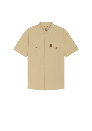 TOPO DESIGNS Retro River Short Sleeve Shirt in Beige. Size M, S, XL/1X.