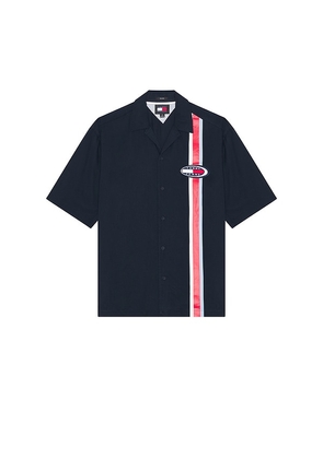 Tommy Jeans Archive Camp Shirt in Navy. Size M, S, XL/1X.