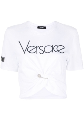 Versace Safety Pin cropped T-shirt - White