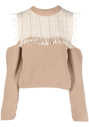 MSGM cold-shoulder wool blend jumper - Neutrals