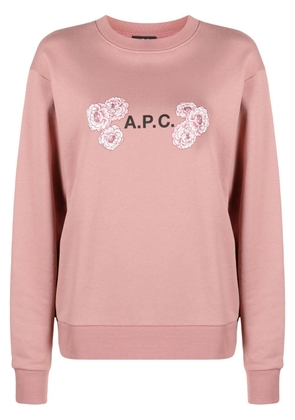 A.P.C. logo-print cotton sweatshirt - Pink