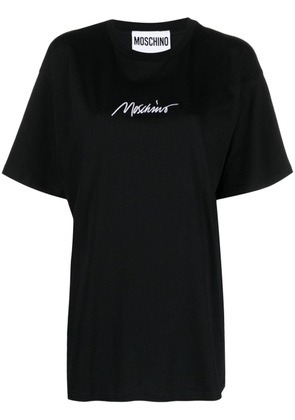 Moschino logo-embroidered cotton T-shirt - Black