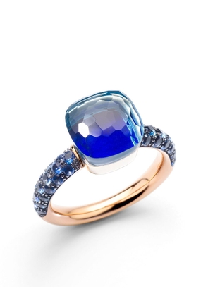 Pomellato 18kt rose and white gold Nudo gemstone ring - Blue