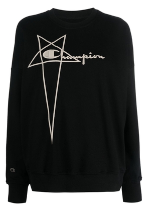 Rick Owens X Champion logo-embroidered cotton sweatshirt - Black