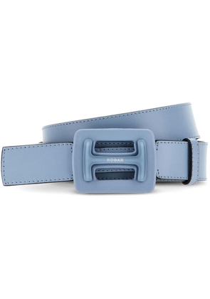 Hogan logo-buckle leather belt - Blue