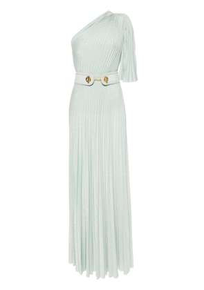 Elisabetta Franchi asymmetrical pleated long dress - Green