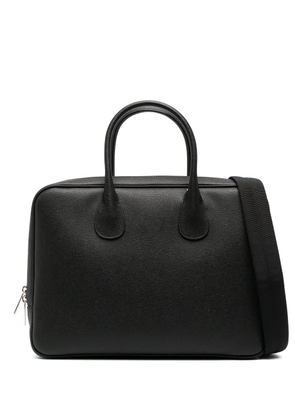 Valextra grained-texture leather laptop bag - Black