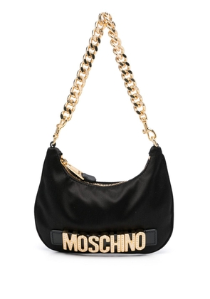 Moschino logo-plaque shoulder bag - Black