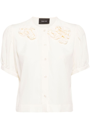 Simone Rocha floral-appliqué blouse - Neutrals