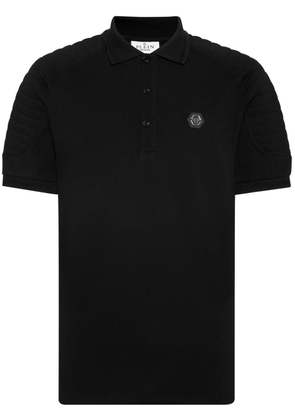 Philipp Plein logo-appliqué cotton polo shirt - Black