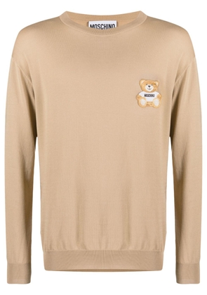 Moschino Teddy Bear-patch cotton jumper - Brown