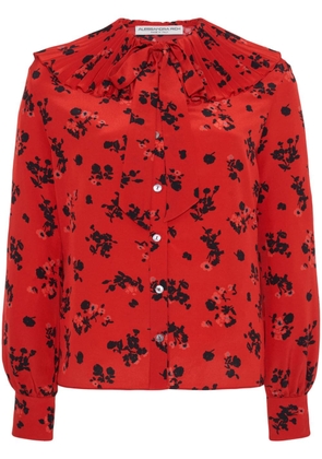 Alessandra Rich floral-print silk blouse - Red
