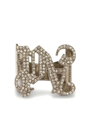 Palm Angels crystal-embellished monogram ring - Silver