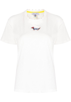 Mira Mikati dog-embroidered beaded T-shirt - White