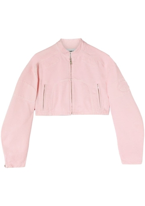 AMBUSH cropped denim biker jacket - Pink