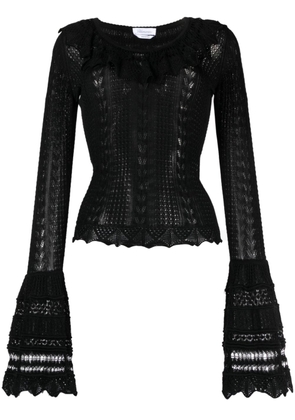 Blumarine long-sleeve ruffled knitted top - Black