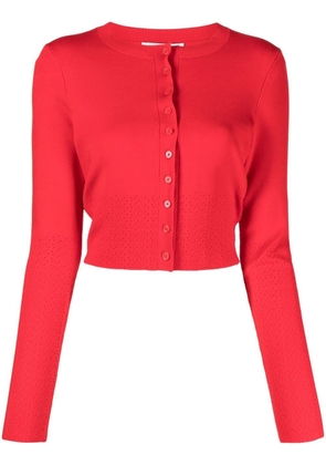 Victoria Beckham pointelle-knit cropped cardigan - Red