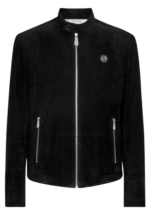 Philipp Plein logo-patch zip-up bomber jacket - Black
