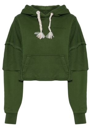 Khrisjoy logo-print cropped hoodie - Green