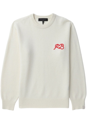 rag & bone logo-embroidered wool jumper - White