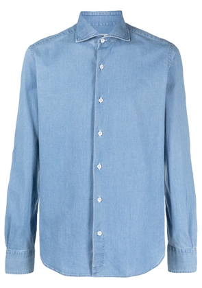 Orian mélange-effect long-sleeve shirt - Blue