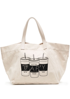 BAPY BY *A BATHING APE® logo-print cotton tote bag - Neutrals