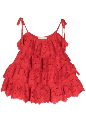 Ulla Johnson Amelie broderie anglaise top - Red