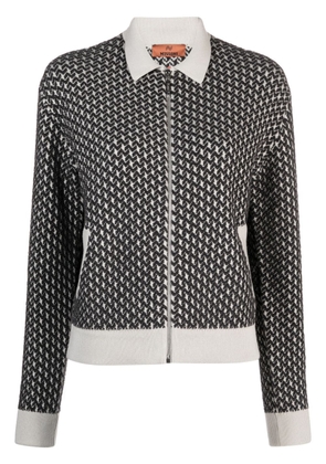 Missoni patterned-jacquard zipped cardigan - Black