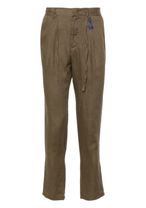 Manuel Ritz tapered-leg linen trousers - Brown