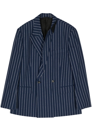 marina yee striped double-breasted blazer - Blue