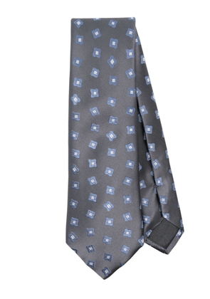Giorgio Armani floral-motif silk tie - Grey