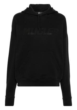 Mugler logo-raised hoodie - Black